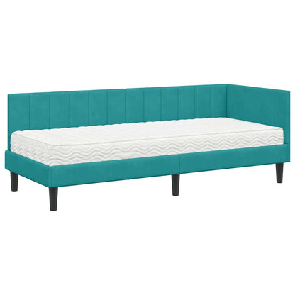 Struttura Letto Angolare con Materasso 2 pcs Turchese Velluto | homemem39