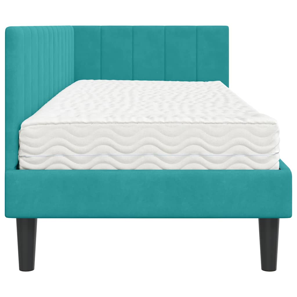 Struttura Letto Angolare con Materasso 2 pcs Turchese Velluto | homemem39
