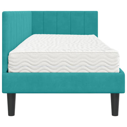 Struttura Letto Angolare con Materasso 2 pcs Turchese Velluto | homemem39