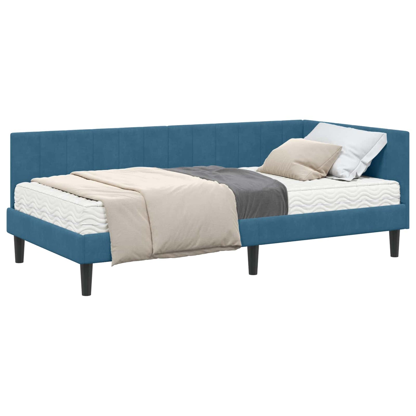 Struttura Letto Angolare con Materasso 2 pcs Blu Velluto | homemem39
