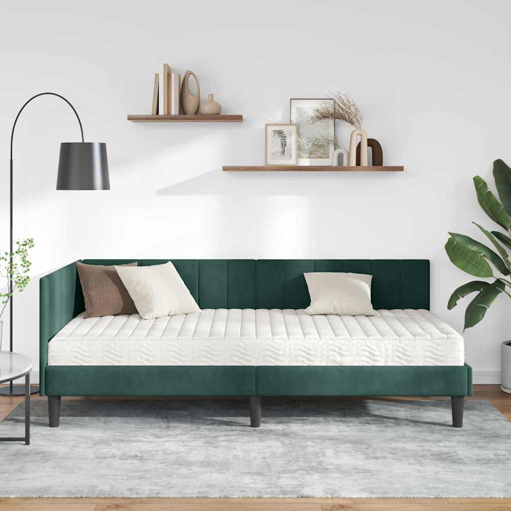 Struttura Letto Angolare con Materasso 2 pcs Verde Velluto
