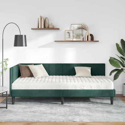 Struttura Letto Angolare con Materasso 2 pcs Verde Velluto