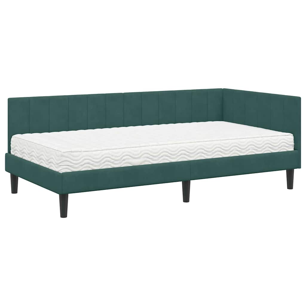 Struttura Letto Angolare con Materasso 2 pcs Verde Velluto