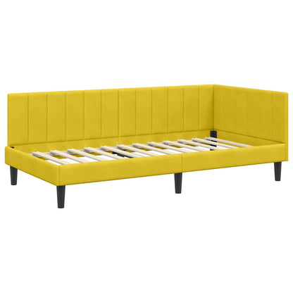 Cornice del letto ad angolo Giallo 90 x 190 cm Velluto