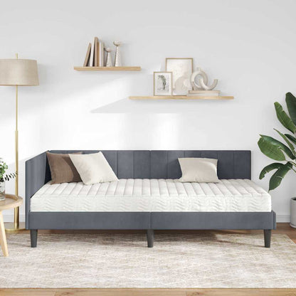 Cornice del letto ad angolo Grigio scuro 90 x 200 cm Velluto