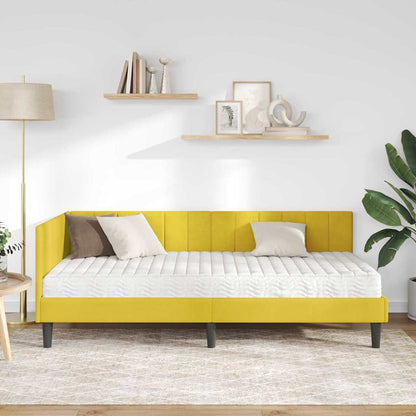 Cornice del letto ad angolo Giallo 90 x 200 cm Velluto