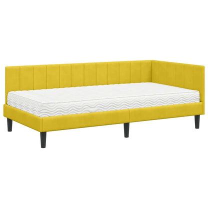 Cornice del letto ad angolo Giallo 90 x 200 cm Velluto