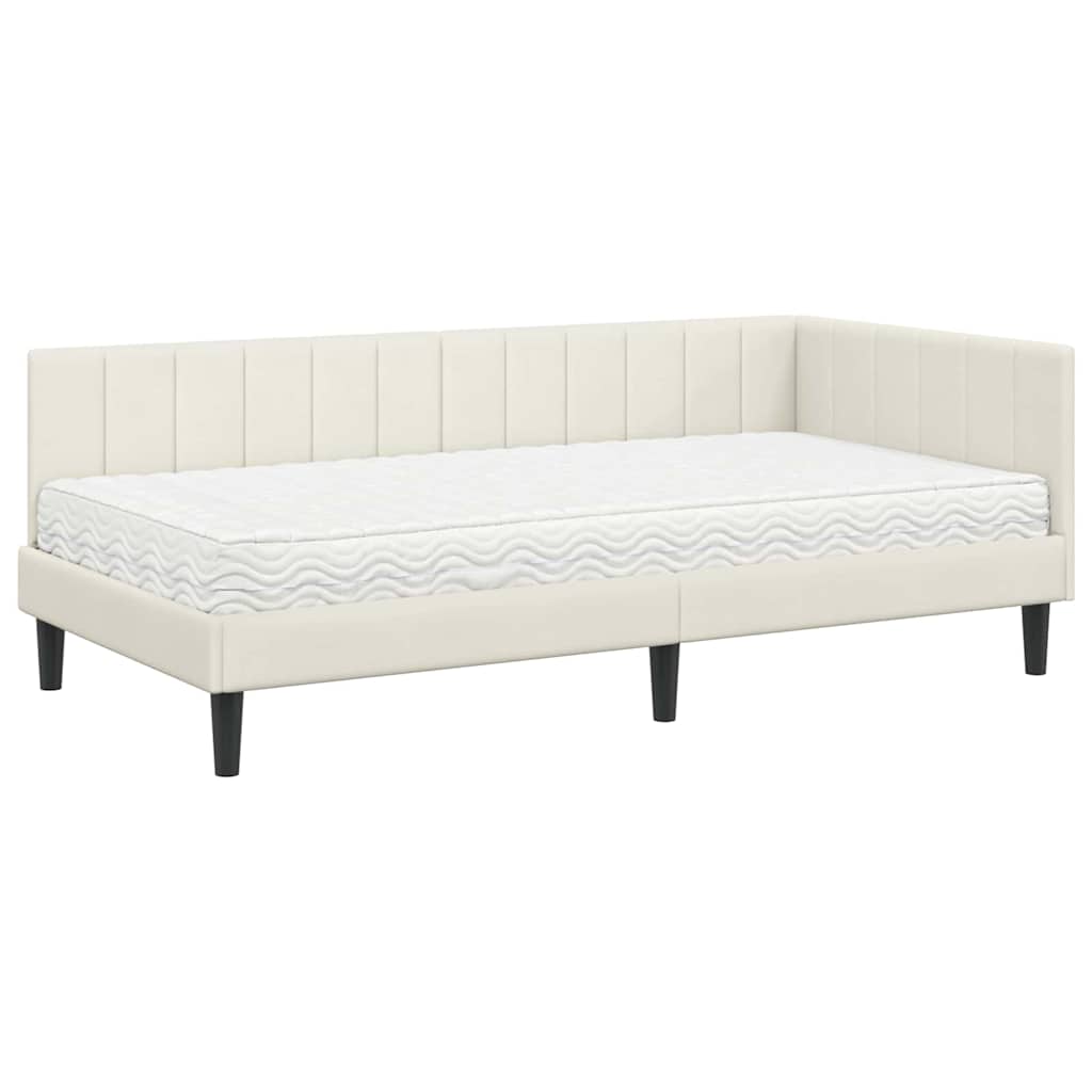 Struttura Letto Angolare con Materasso 2 pcs Crema Velluto | homemem39
