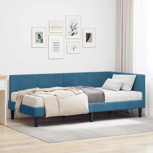 Struttura Letto Angolare con Materasso 2 pcs Blu Velluto | homemem39