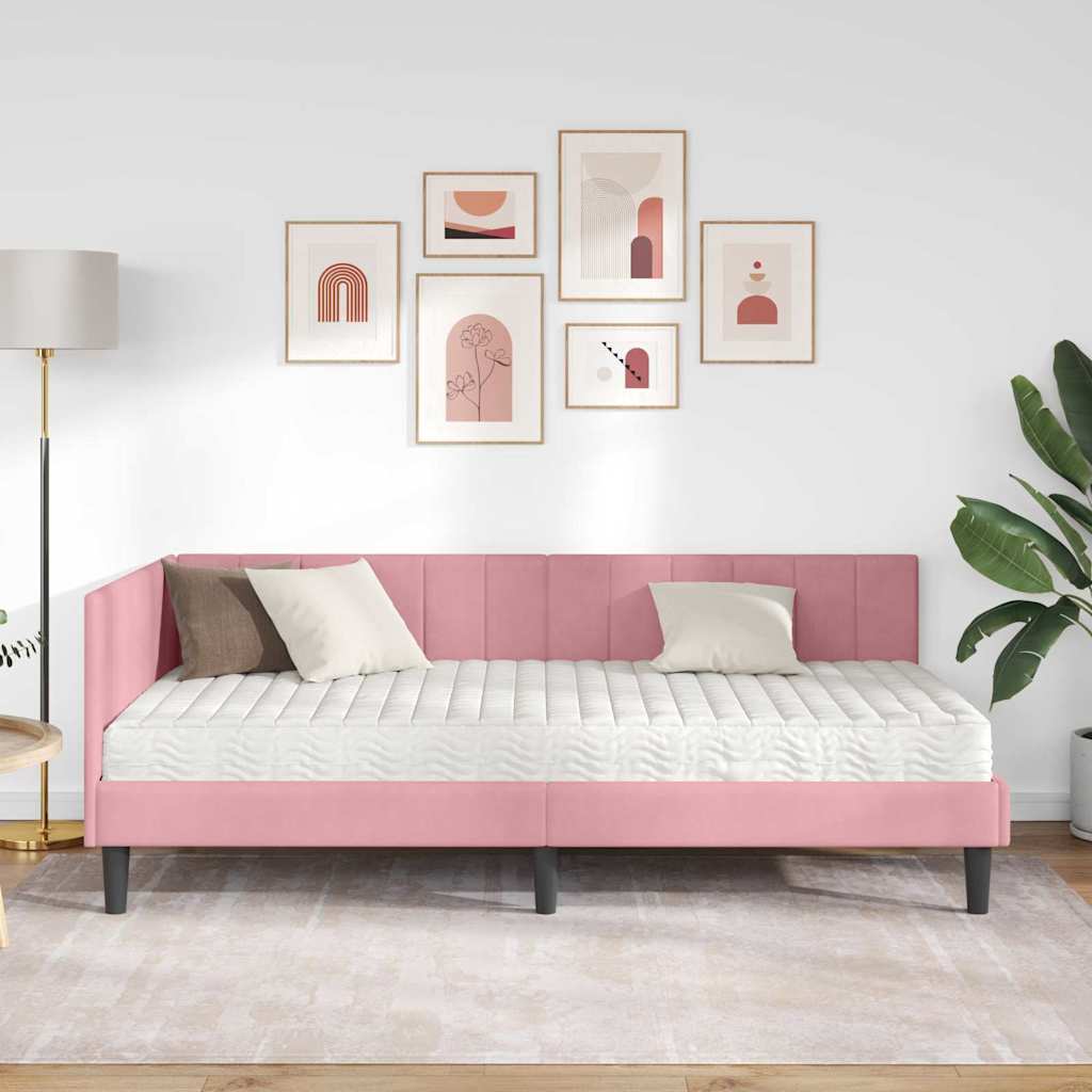 Struttura Letto Angolare con Materasso 2 pcs Grigio Velluto | homemem39