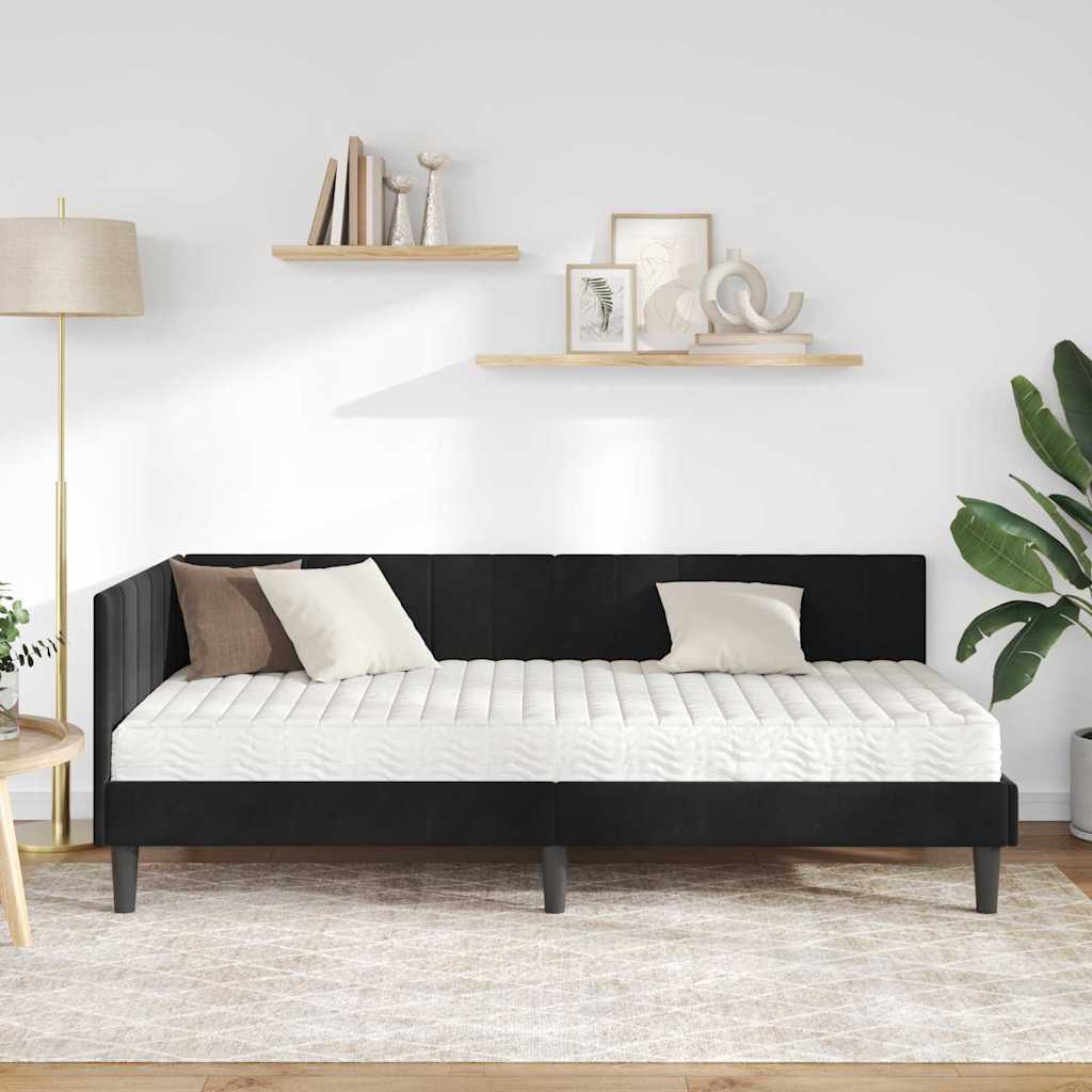 Struttura Letto Angolare con Materasso 2 pcs Nero Velluto | homemem39