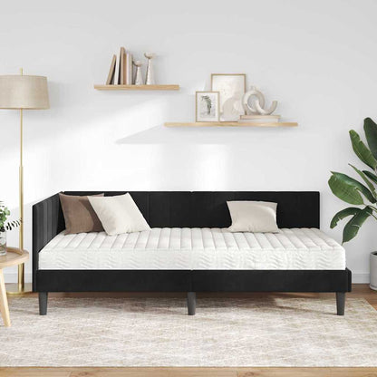 Struttura Letto Angolare con Materasso 2 pcs Nero Velluto | homemem39