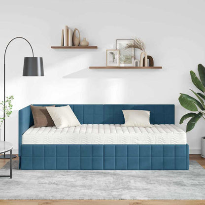 Struttura Letto Angolare con Materasso 2 pcs Blu Velluto