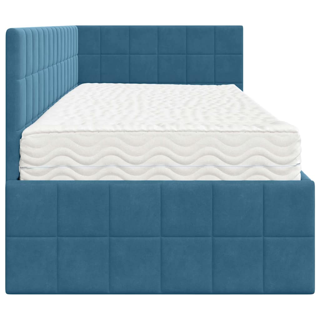 Struttura Letto Angolare con Materasso 2 pcs Blu Velluto