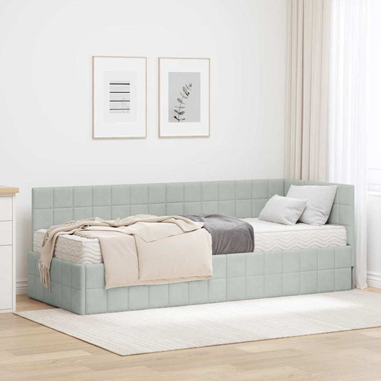 Struttura Letto Angolare con Materasso 2 pcs Grigio chiaro | homemem39