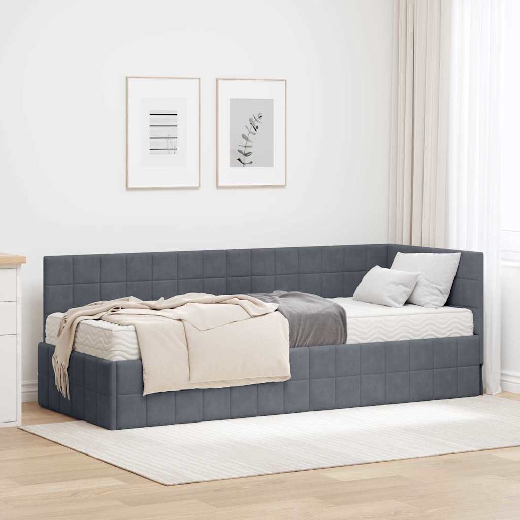 Struttura Letto Angolare con Materasso 2 pcs Grigio Velluto