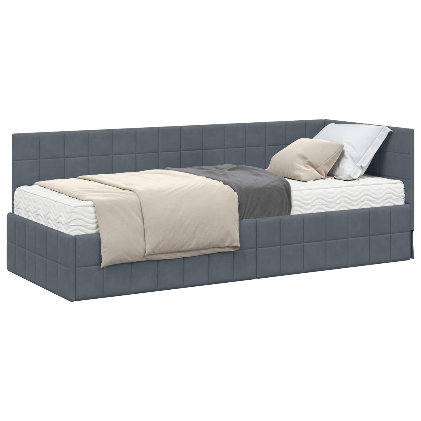 Struttura Letto Angolare con Materasso 2 pcs Grigio Velluto