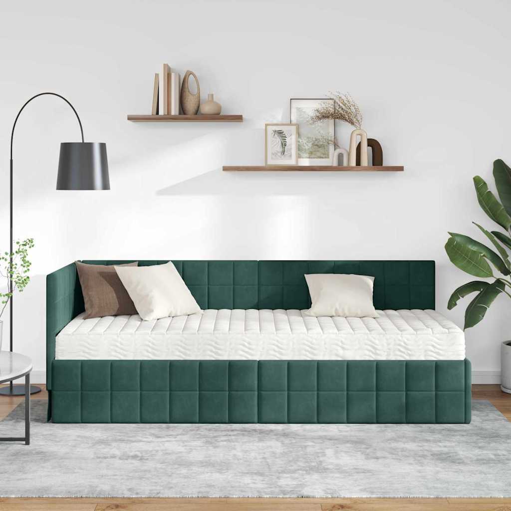 Struttura Letto Angolare con Materasso 2 pcs Verde Velluto | homemem39