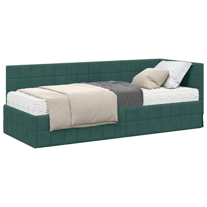 Struttura Letto Angolare con Materasso 2 pcs Verde Velluto