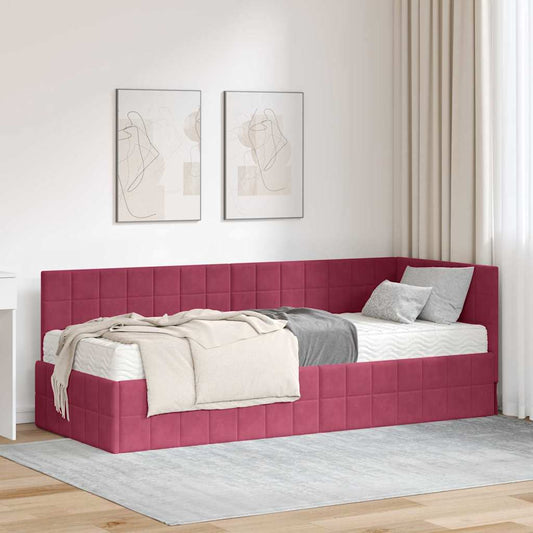 Struttura Letto Angolare con Materasso 2 pcs Verde Velluto | homemem39