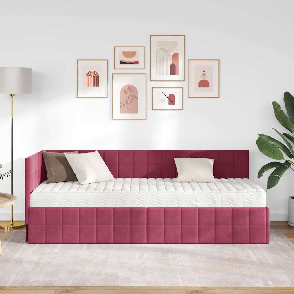 Struttura Letto Angolare con Materasso 2 pcs Verde Velluto