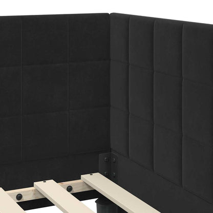 Struttura Letto Angolare con Materasso 2 pz Nero Velluto