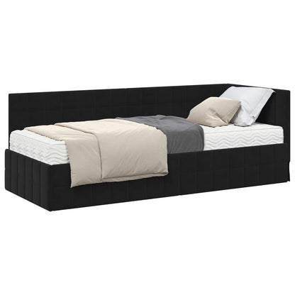 Struttura Letto Angolare con Materasso 2 pcs Nero Velluto