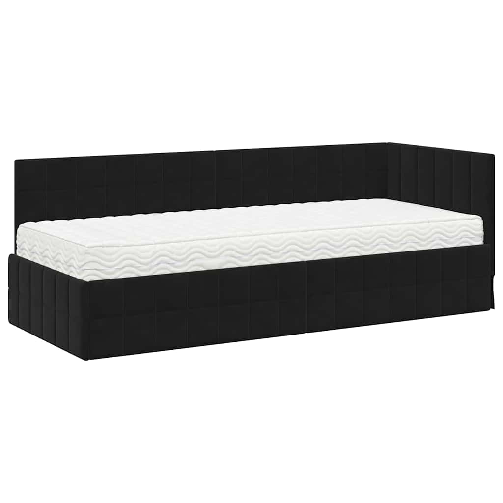 Struttura Letto Angolare con Materasso 2 pcs Nero Velluto