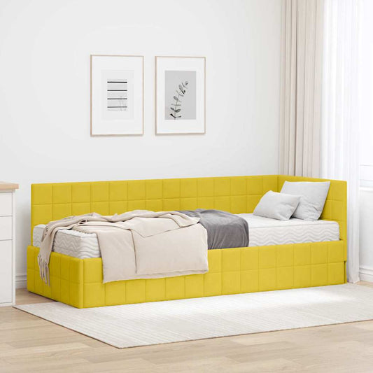 Struttura Letto Angolare con Materasso 2 pcs Giallo Velluto | homemem39