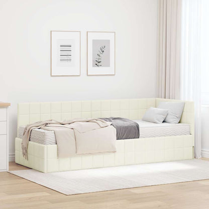 Struttura Letto Angolare con Materasso 2 pcs Crema Velluto