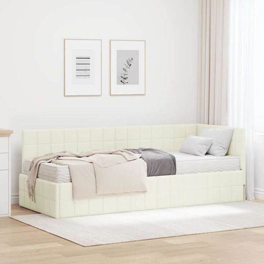 Struttura Letto Angolare con Materasso 2 pcs Crema Velluto | homemem39