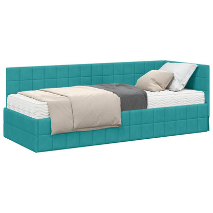 Struttura Letto Angolare con Materasso 2 pcs Turchese Velluto