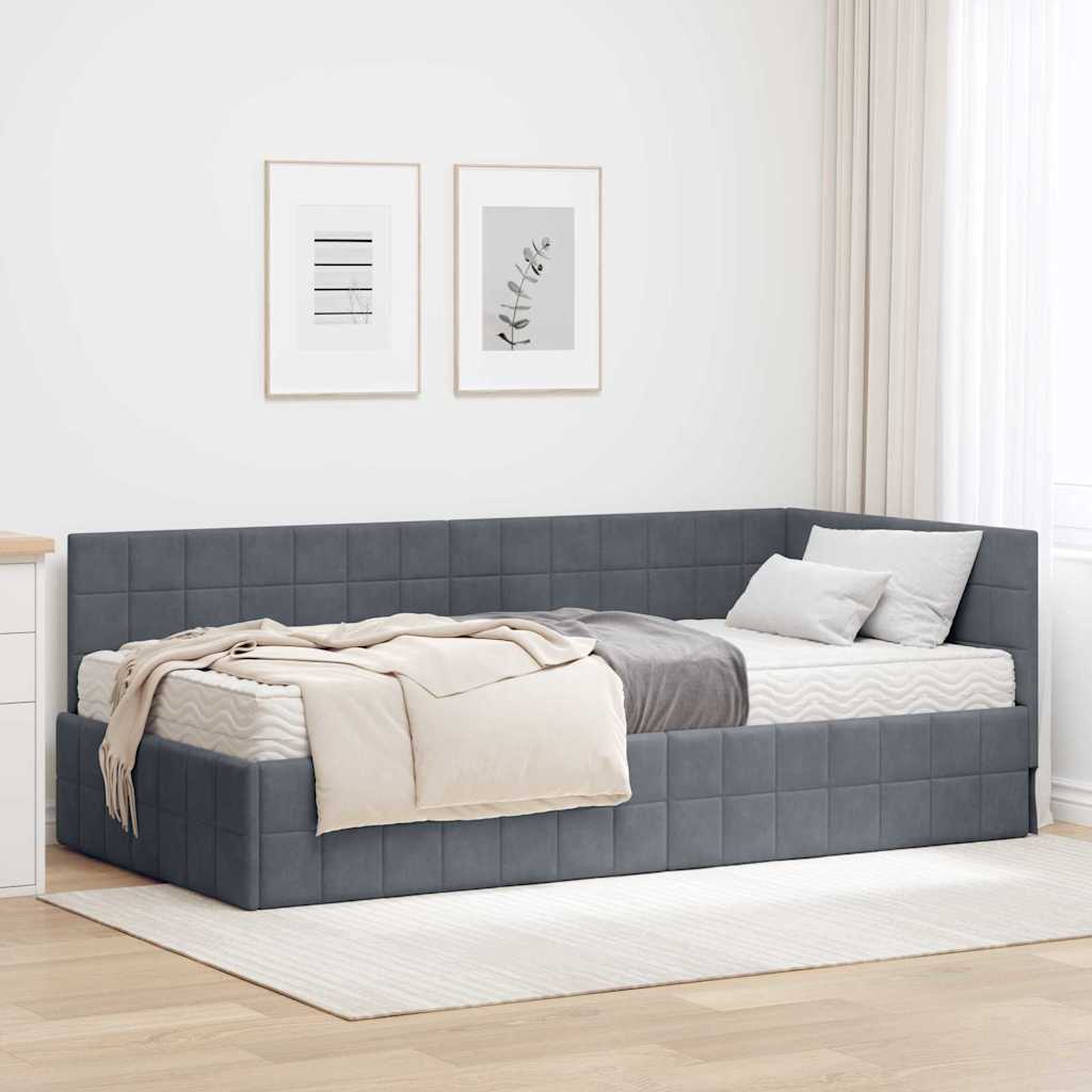 Struttura Letto Angolare con Materasso 2 pcs Grigio Velluto