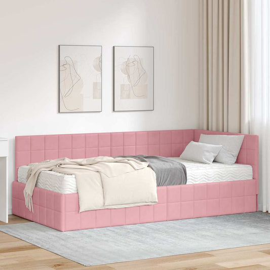 Struttura Letto Angolare con Materasso 2 pz Rosa 90 x 190 cm | homemem39