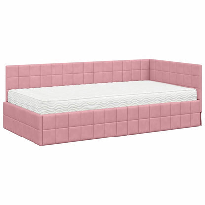 Struttura Letto Angolare con Materasso 2 pcs Grigio Velluto