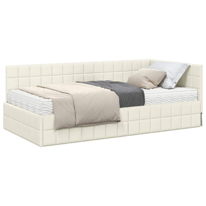 Struttura Letto Angolare con Materasso 2 pcs Crema Velluto