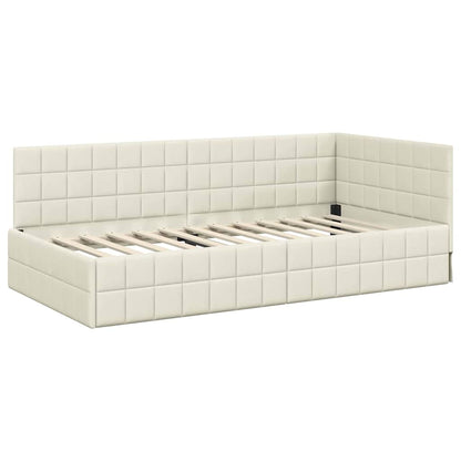 Struttura Letto Angolare con Materasso 2 pcs Crema Velluto