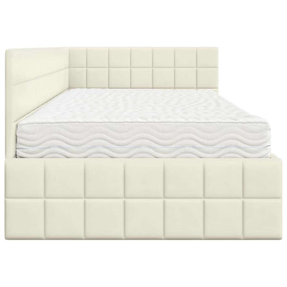 Struttura Letto Angolare con Materasso 2 pcs Crema Velluto