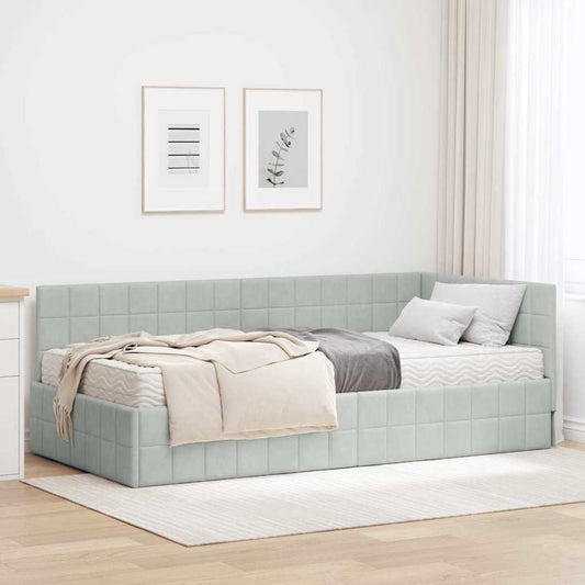 Struttura Letto Angolare con Materasso 2 pcs Grigio chiaro | homemem39