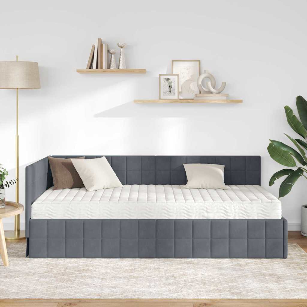 Struttura Letto Angolare con Materasso 2 pcs Grigio Velluto | homemem39