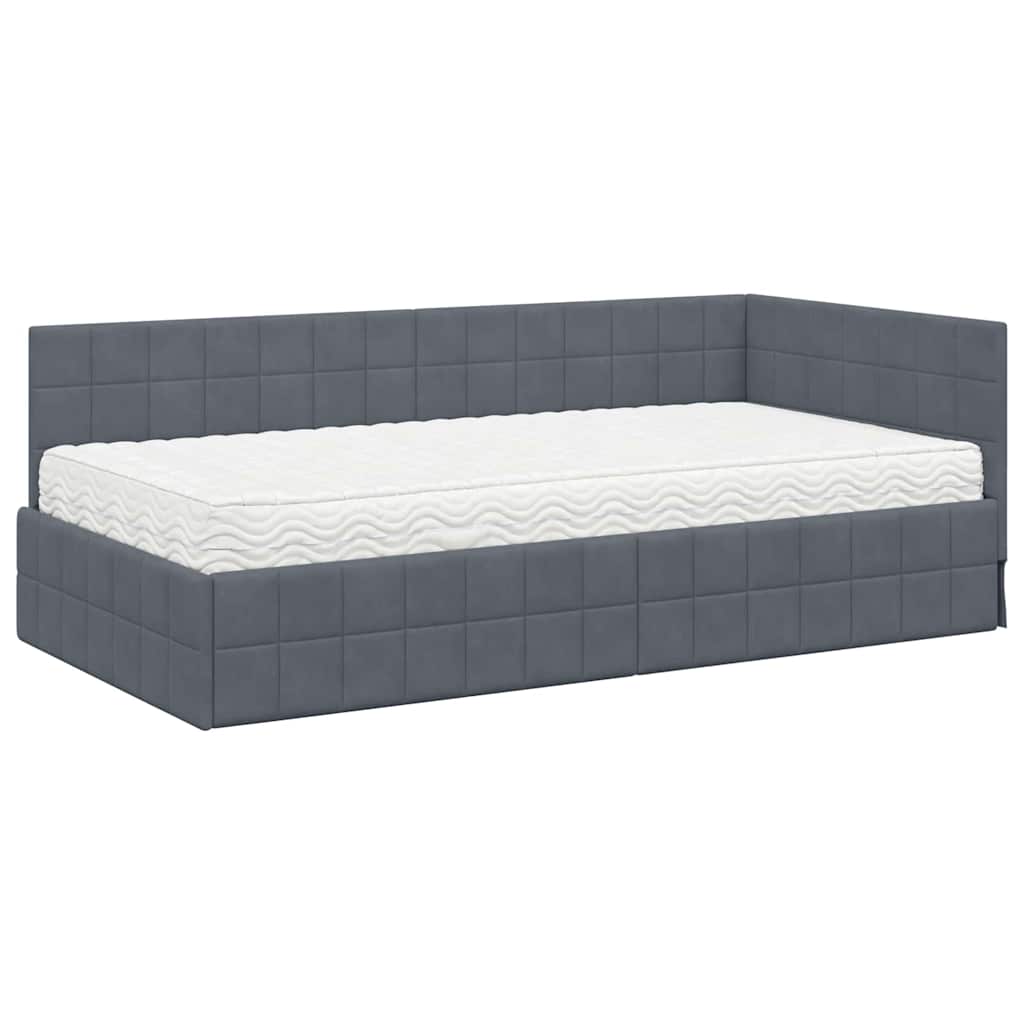 Struttura Letto Angolare con Materasso 2 pcs Grigio Velluto | homemem39