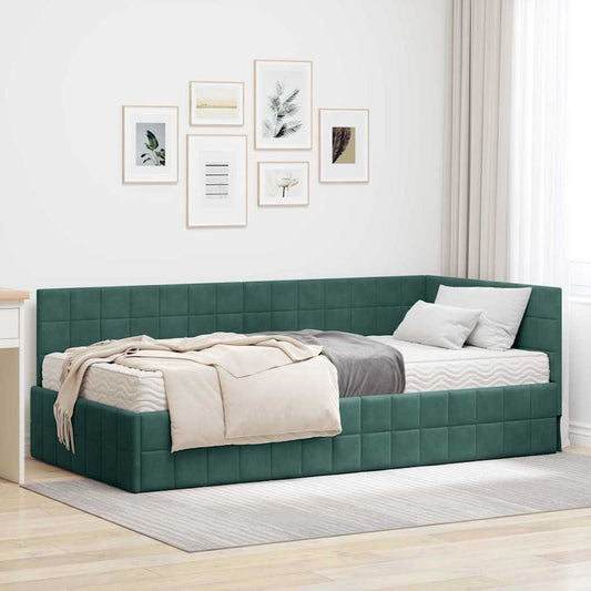 Struttura Letto Angolare con Materasso 2 pcs Verde Velluto | homemem39