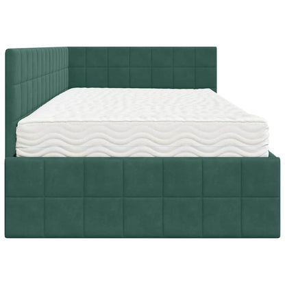 Struttura Letto Angolare con Materasso 2 pcs Verde Velluto