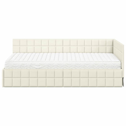 Struttura Letto Angolare con Materasso 2 pcs Crema Velluto
