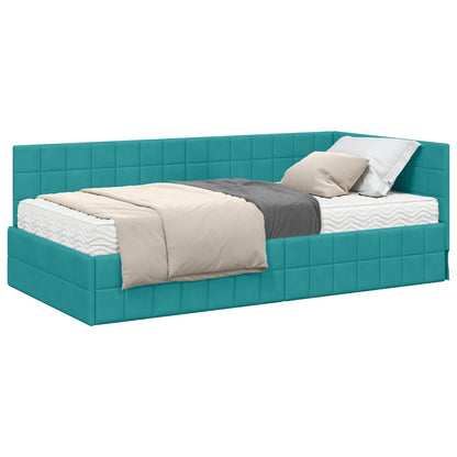 Struttura Letto Angolare con Materasso 2 pcs Turchese Velluto