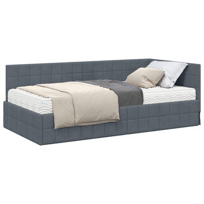 Struttura Letto Angolare con Materasso 2 pcs Grigio Velluto