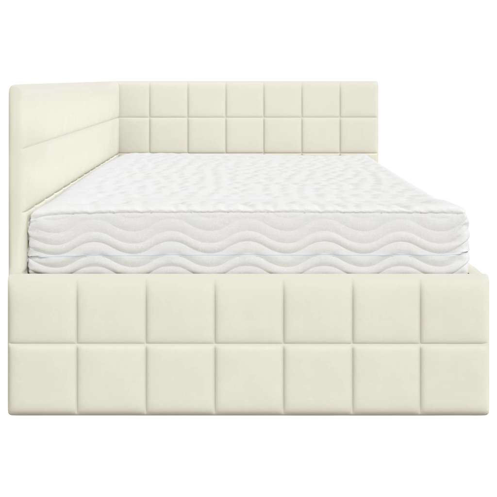 Struttura Letto Angolare con Materasso 2 pcs Crema Velluto | homemem39