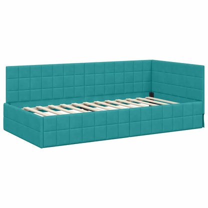 Struttura Letto Angolare con Materasso 2 pcs Turchese Velluto | homemem39