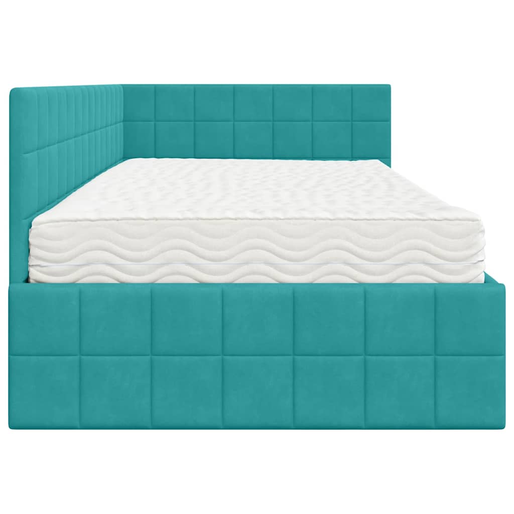 Struttura Letto Angolare con Materasso 2 pcs Turchese Velluto | homemem39