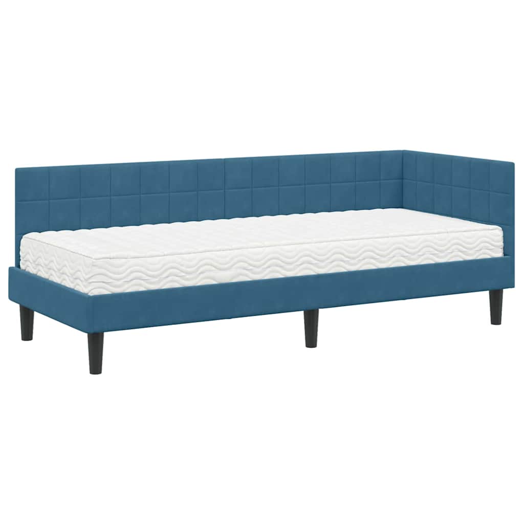 Struttura Letto Angolare con Materasso 2 pcs Blu Velluto